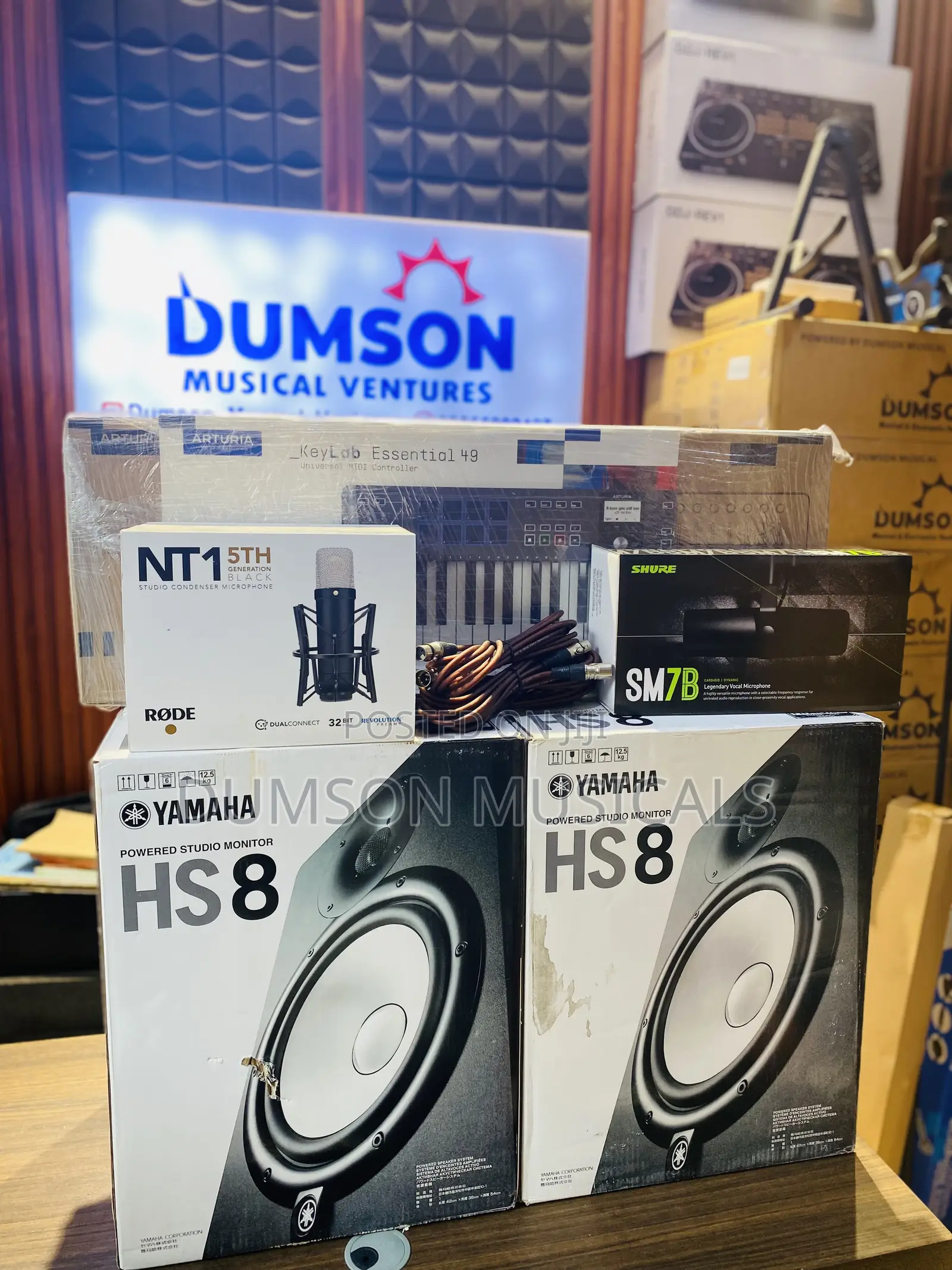 Yamaha Hs8 Studio Monitors, Rode Nt1 5th Gen, Shure Sm7b Studio Mic