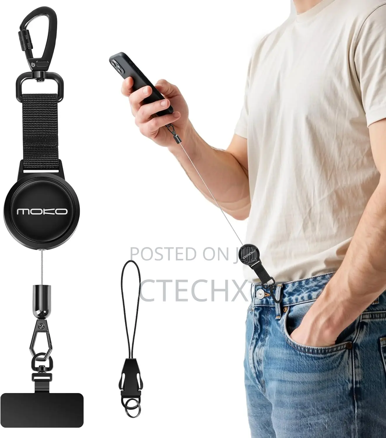 Moko Anti-Theft Phone Lanyard Retractable Steel Line