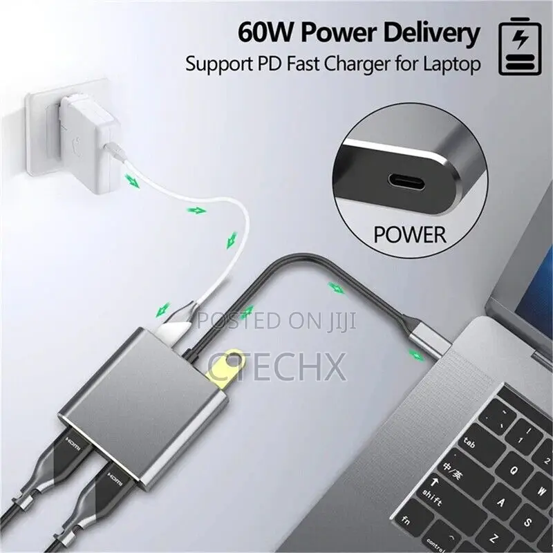 Usb Type-C Hub to Dual Hd H Dmi Usb3.0 Pd Charge Port Usb C Adapter