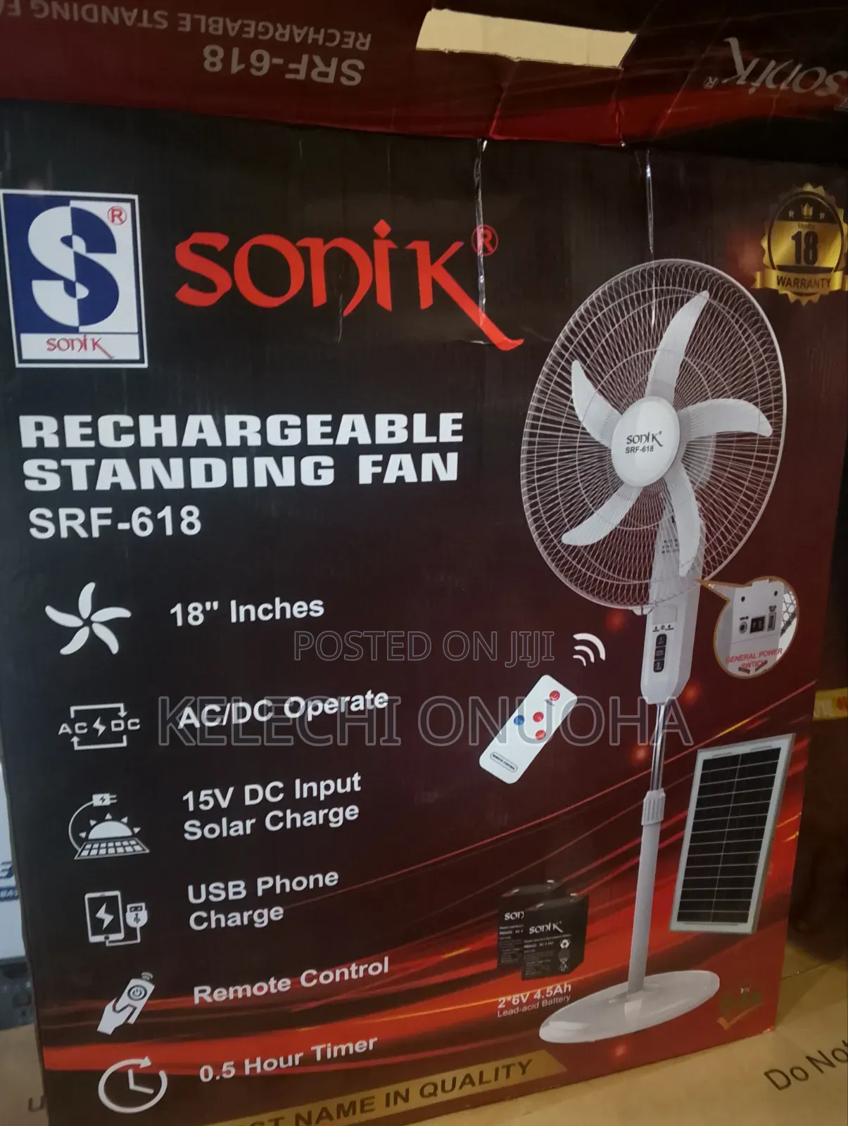 Sonic Solar Rechargeable Fan