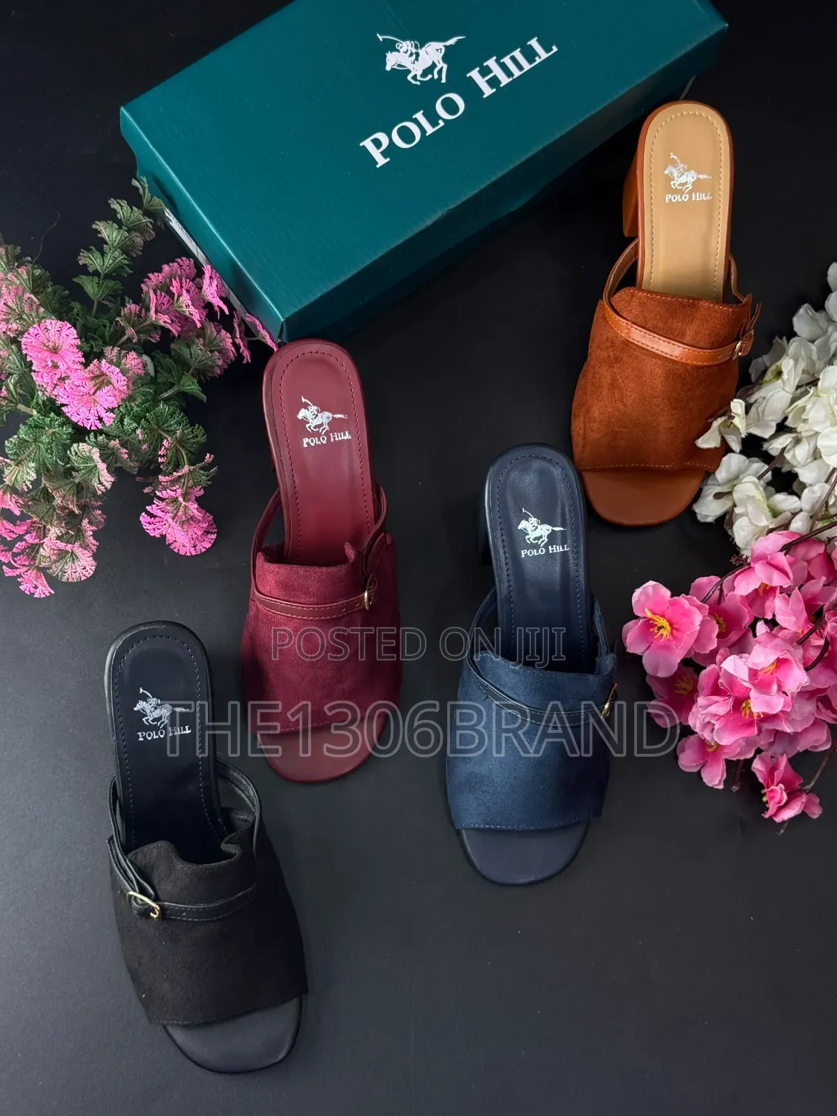 Polo Hill Women's Block Heel Slide Sandals – Elegant Open-Toe Mule