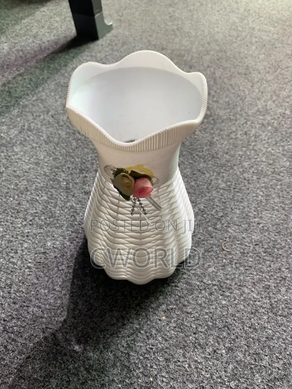 White Dress-Shaped Wicker Vase With Flower Accent