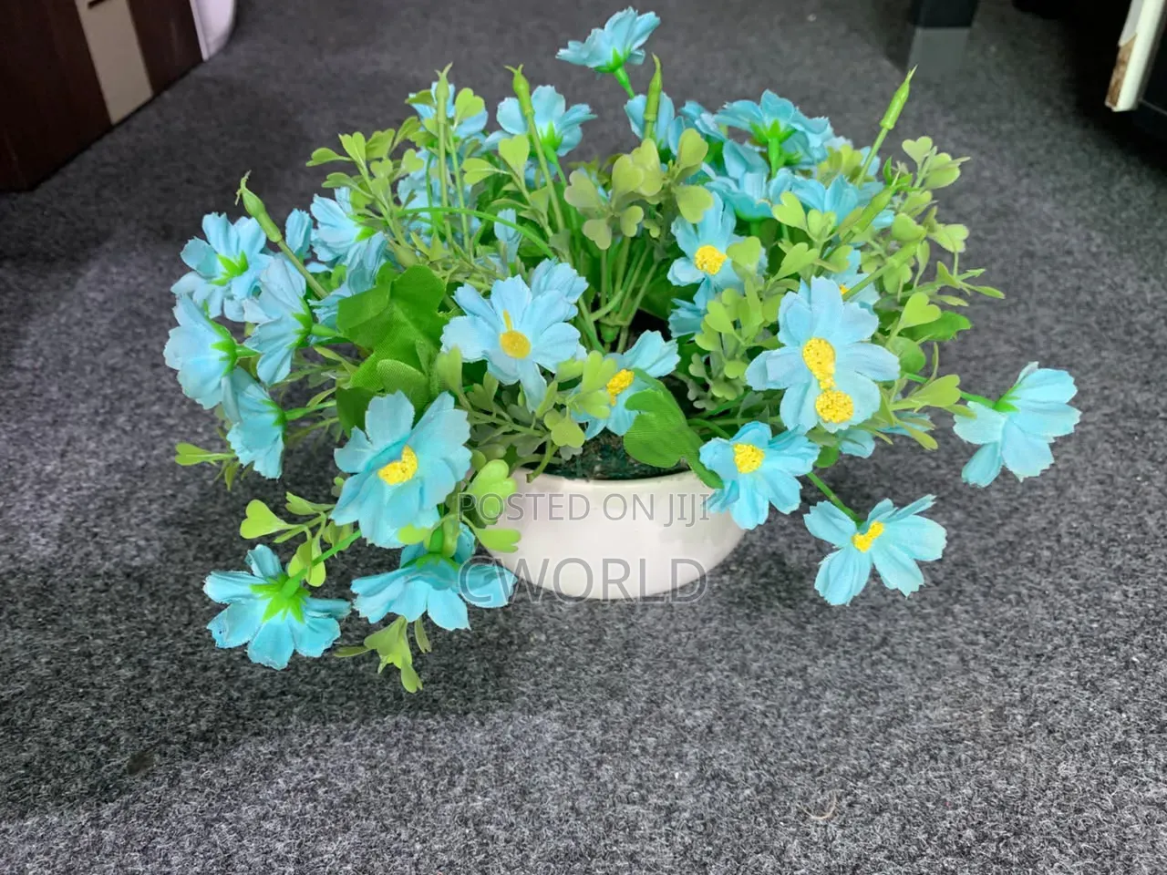 Artificial Blue Daisy Flower Pot - Table Decor