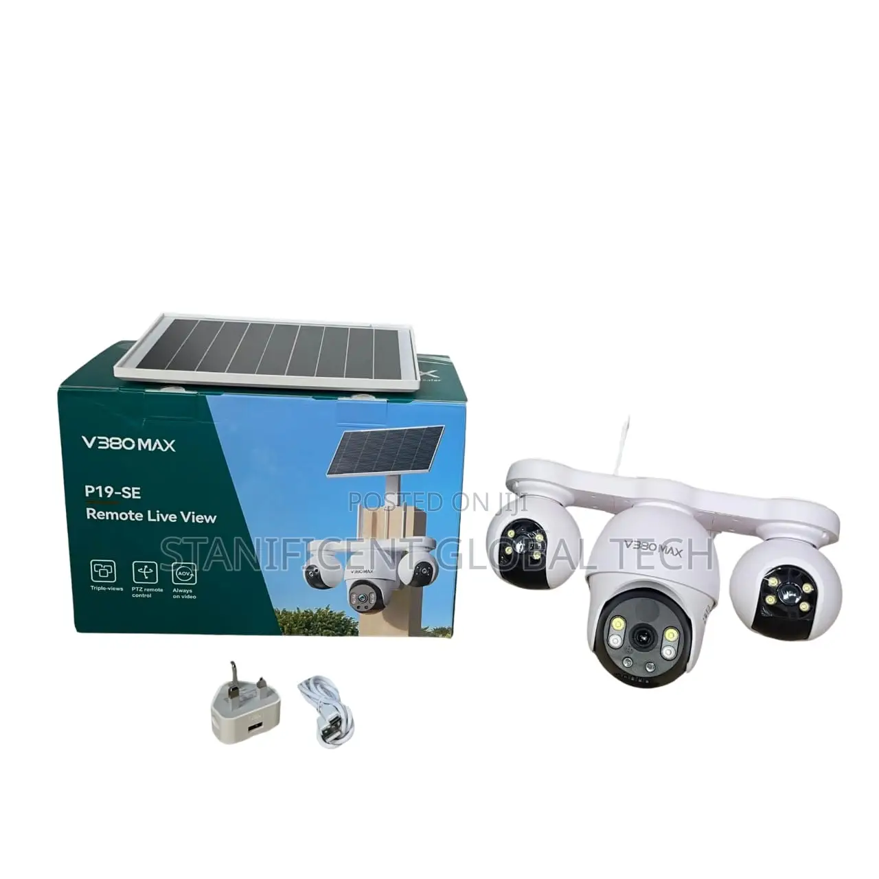 V380 Max P19se 4g Triple Lens Solar 3-PTZ Big Outdoor Camera