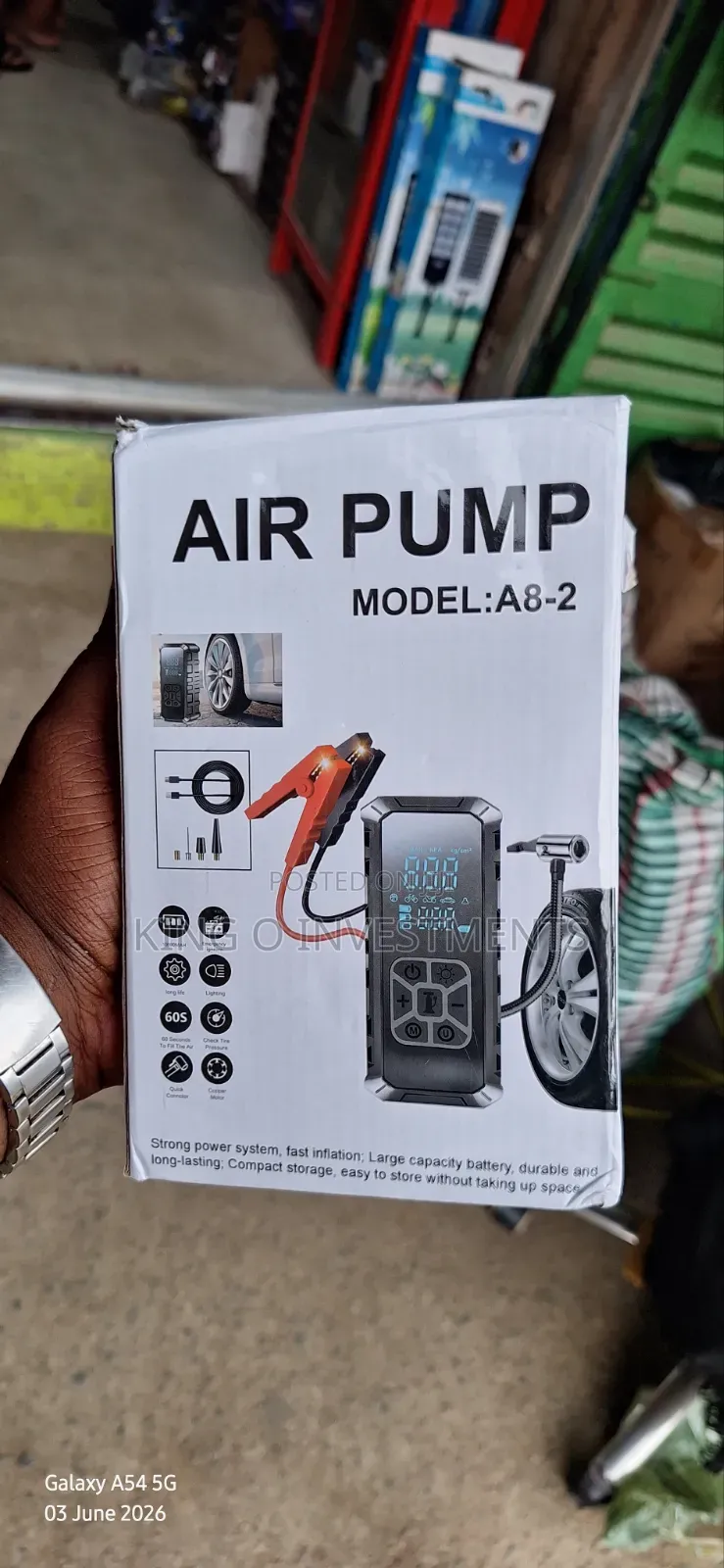 Car Battery Jumper, Flash Light, Pump, Power Bank