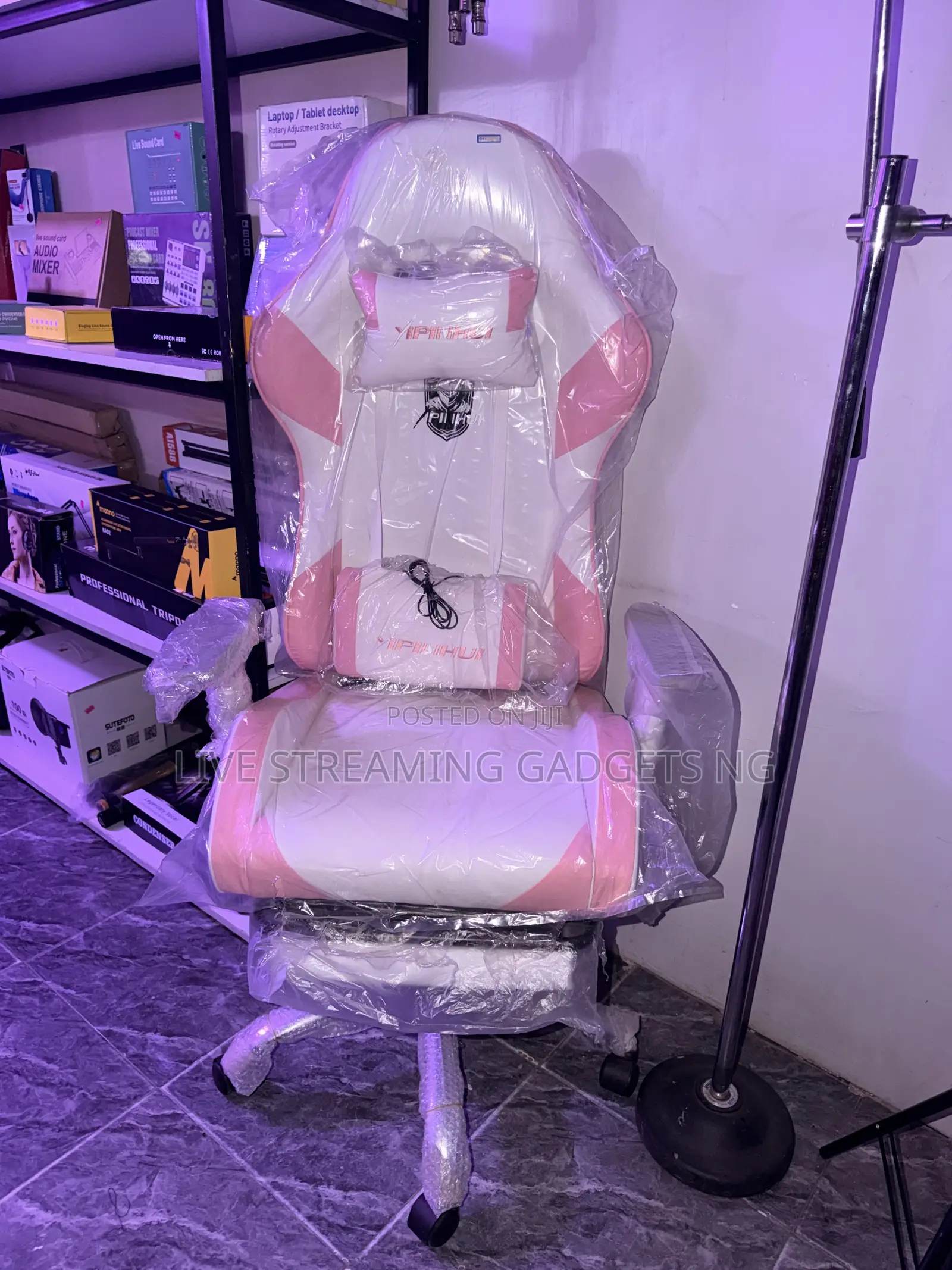 Pink Gaming Chair With Massager and Multi Function