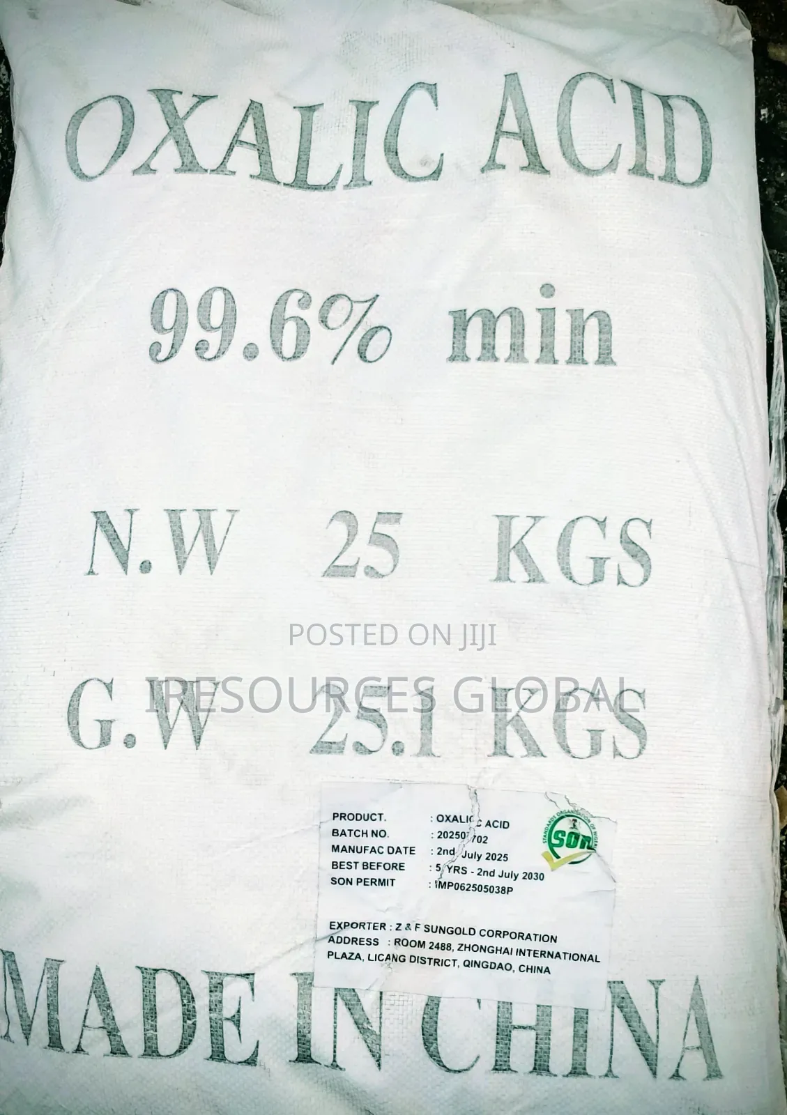 Oxalic Acid 99.6% Min (Rust Removal Powder)