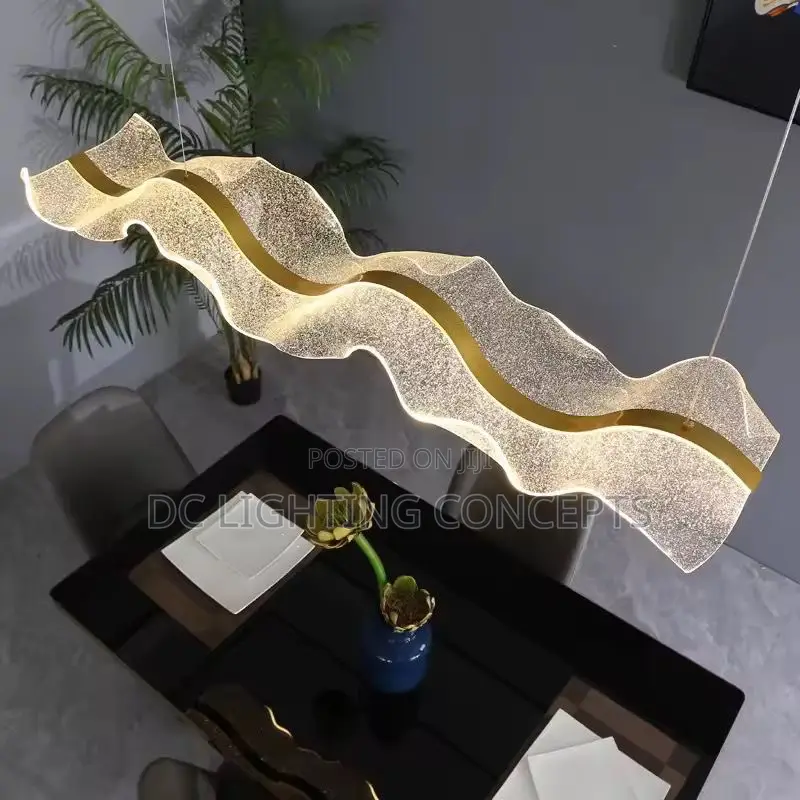 Modern Ultra-Thin Acrylic Led Wave Shape Luxury Linear Pendant Light.
