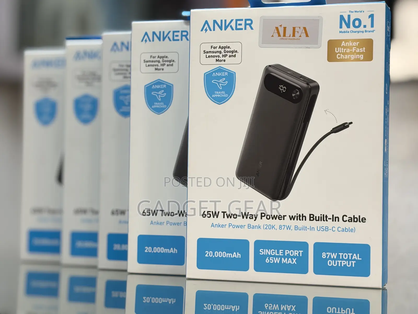 Anker 20,000mah 65w Power Bank With Built-in Usb-C Cable