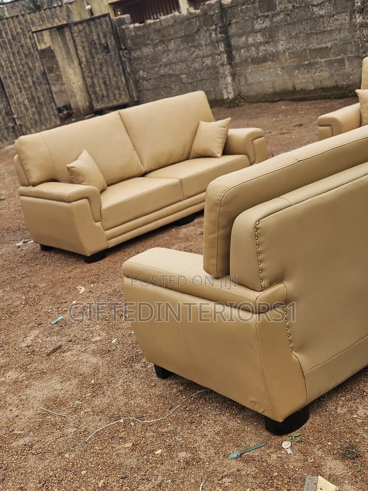 Italian Animal Skin Leather Sofa Set