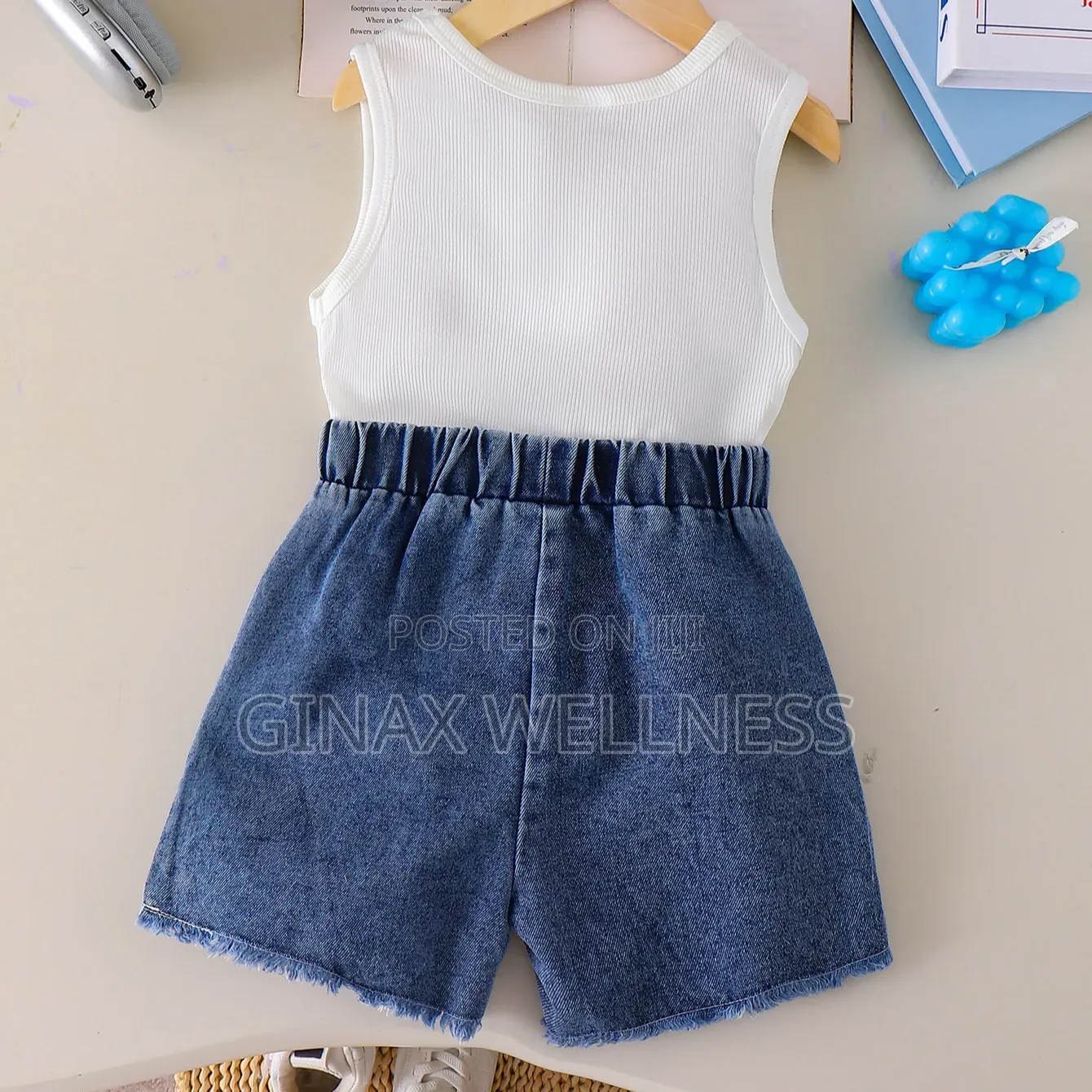 Floral Sleeveless Top and Jeans Shorts Set for Girls