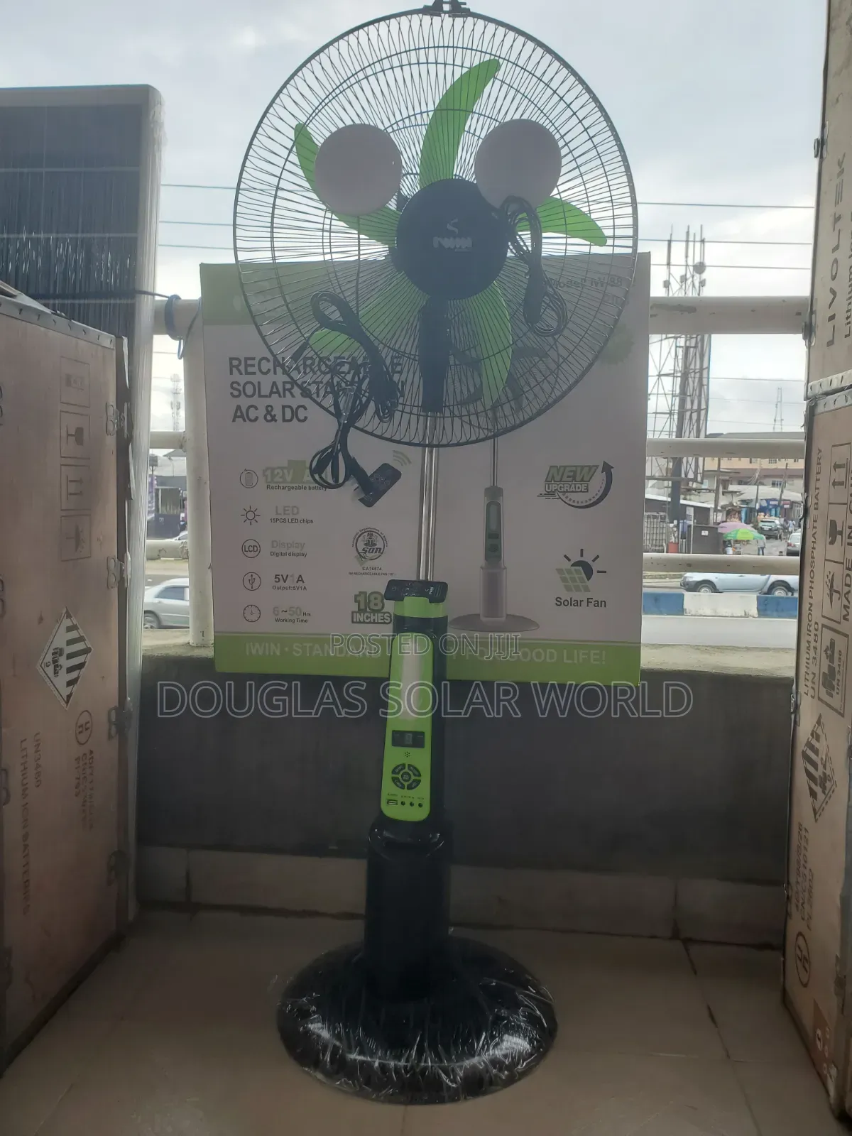 Iwin Energy 18 Inches Solar Rechargeable Stand Fan Ac and Dc
