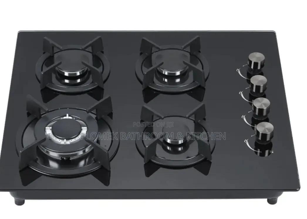 4 -Burner Built-in Gas Stove (Sleek Black Glass Top)