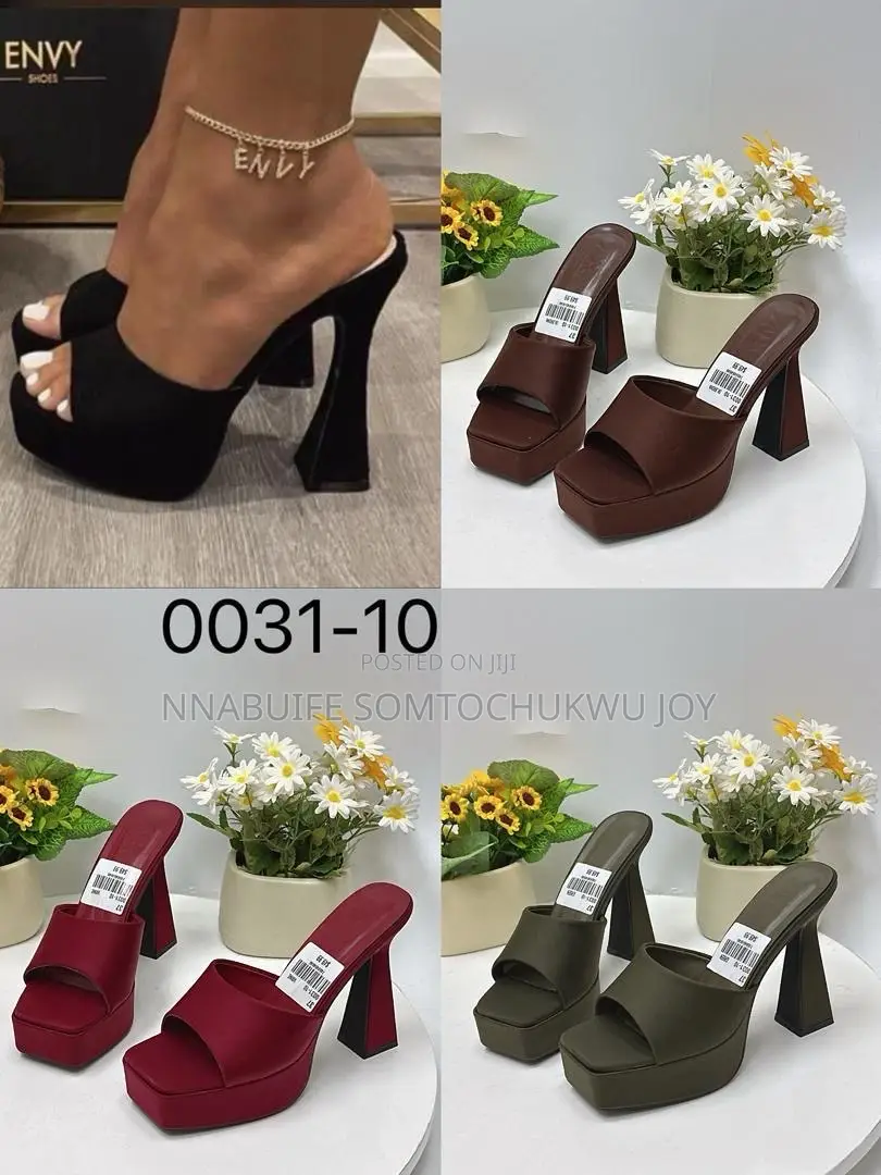 Zara Satin Platform Chunky Mules - Elegant Block Heel Sandals