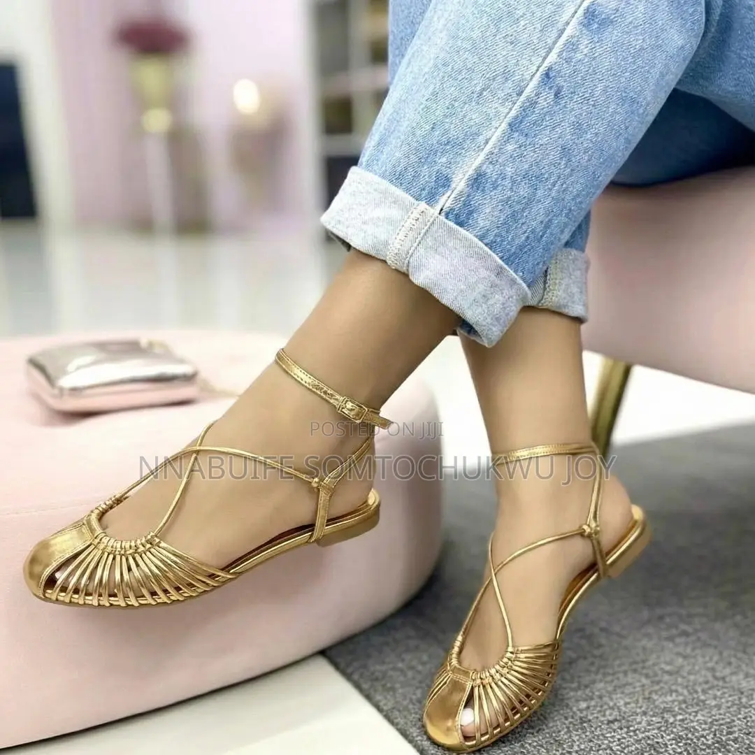 Chic Black Strappy Caged Flats - Elegant Ankle Strap Sandals