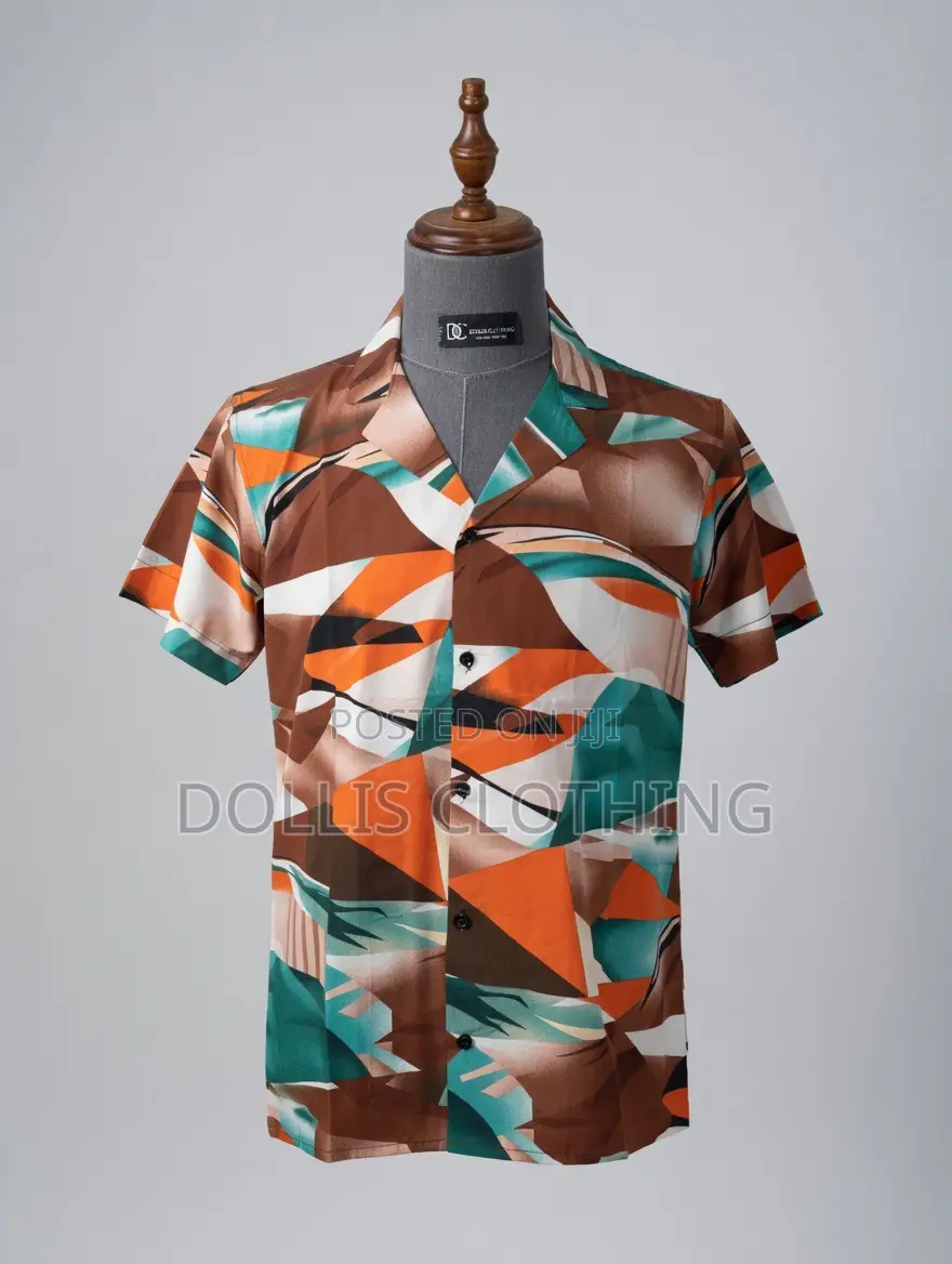 Men’S Abstract Geometric Print Short Sleeve