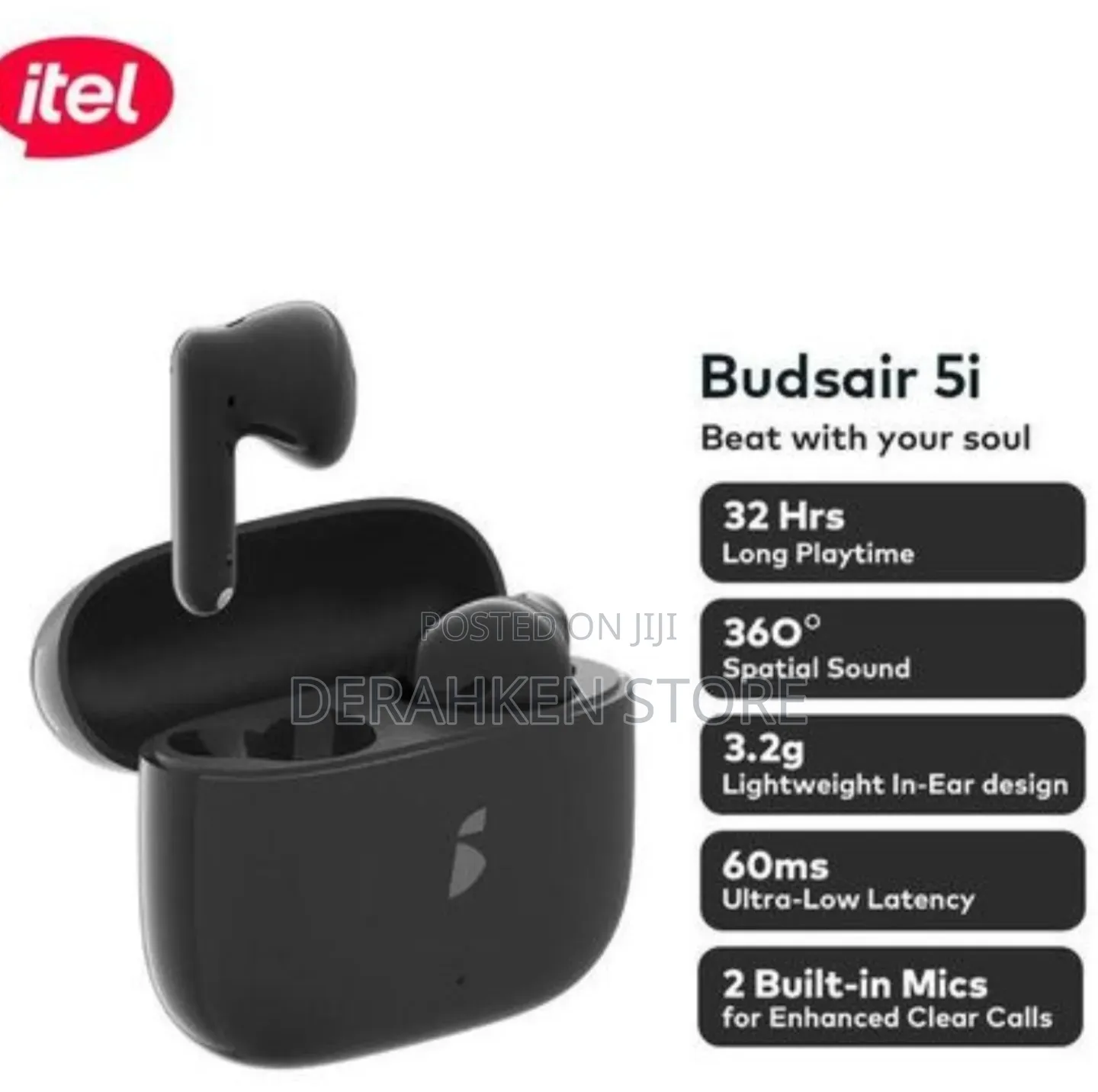 Itel Budsair 5i – Wireless Earbuds With Deep Bass 32h Playtime