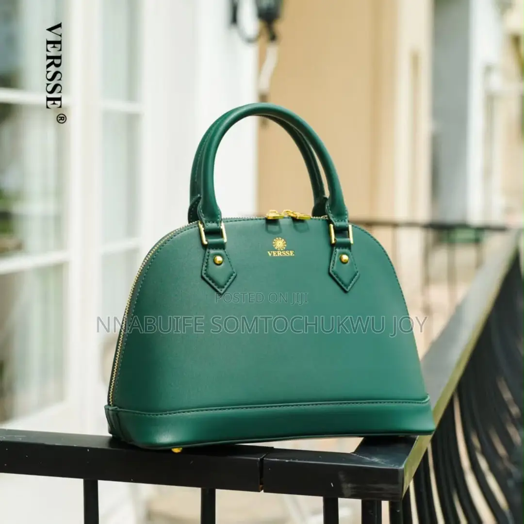 Authentic Versse Luxury Dome Handbag - Elegant Top-Handle Bowler Bag