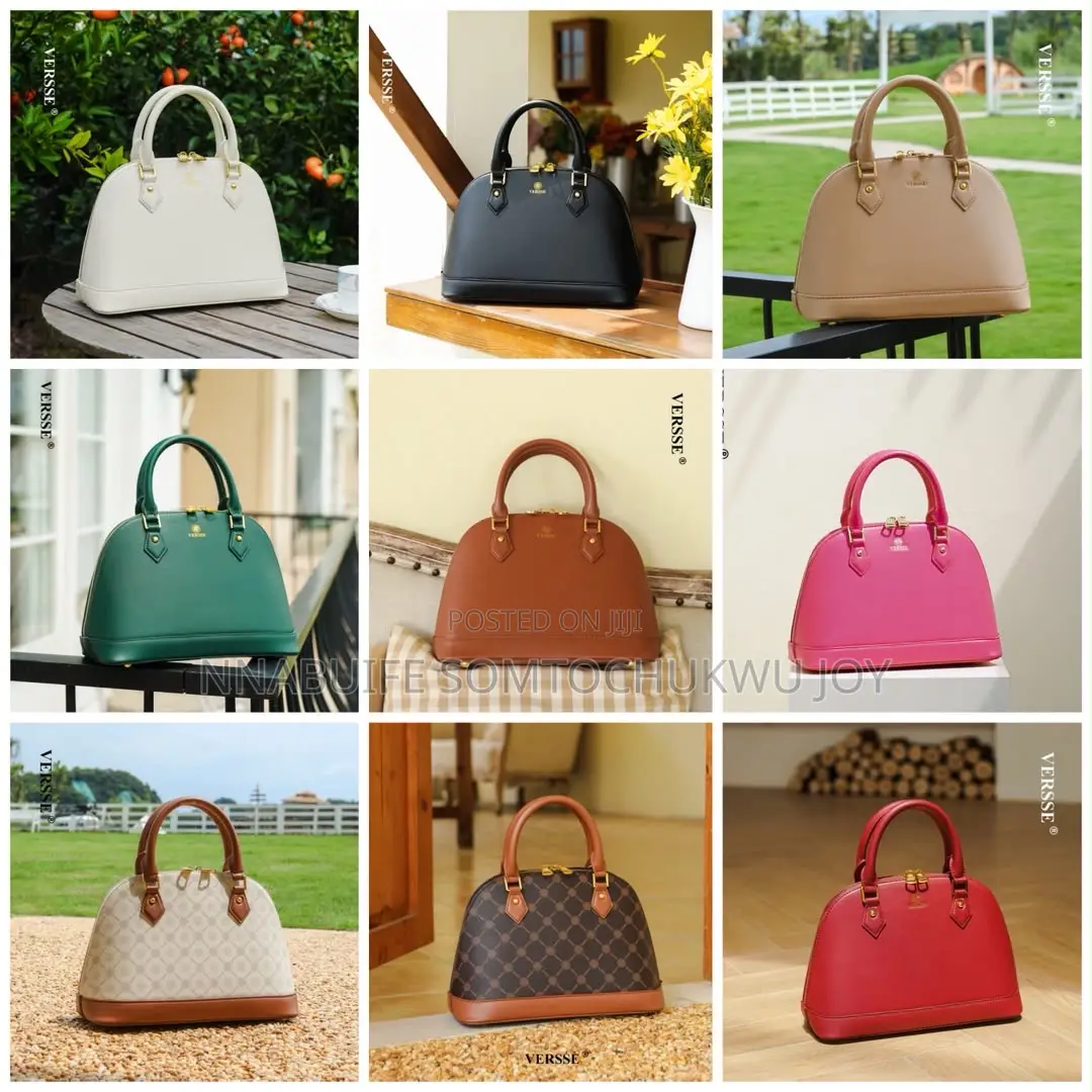 Authentic Versse Luxury Dome Handbag - Elegant Top-Handle Bowler Bag