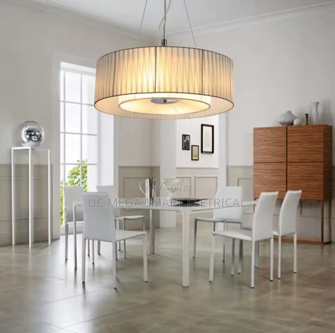Modern Round Fabric Led Pendant Lights Minimalist Iron Art Home Decor