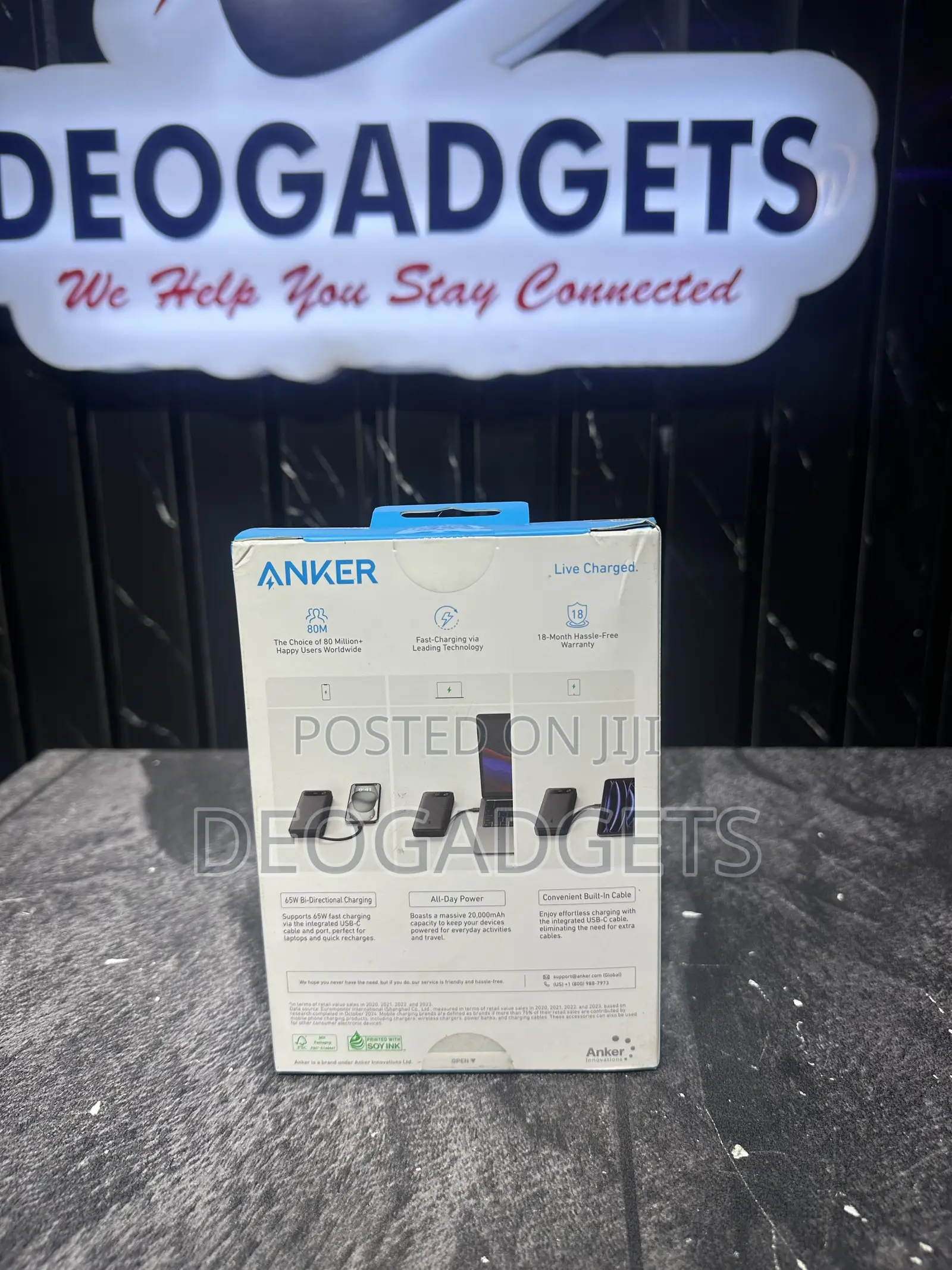 Anker 20,000mah, 87w Built in Usb C Powerbank