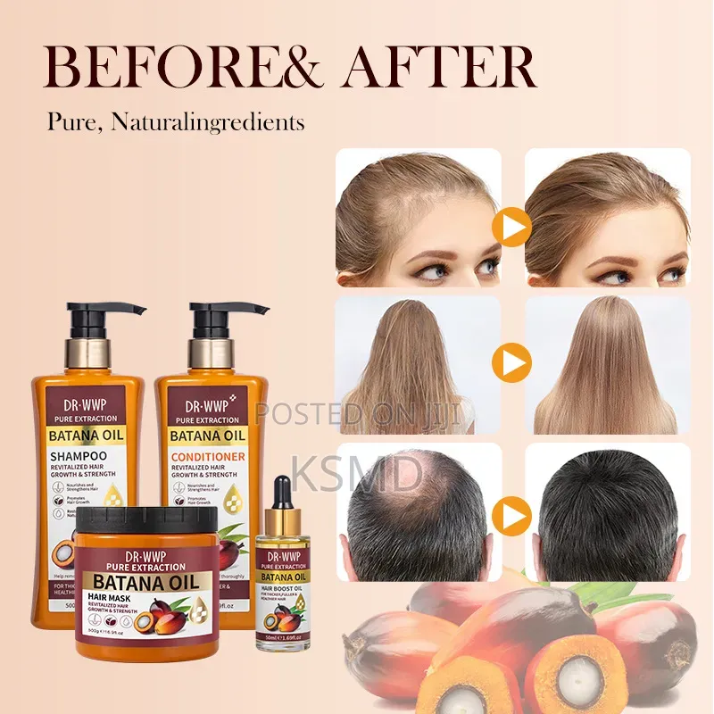 4 Pieces - Batana Oil Set, Hair Growth Cream