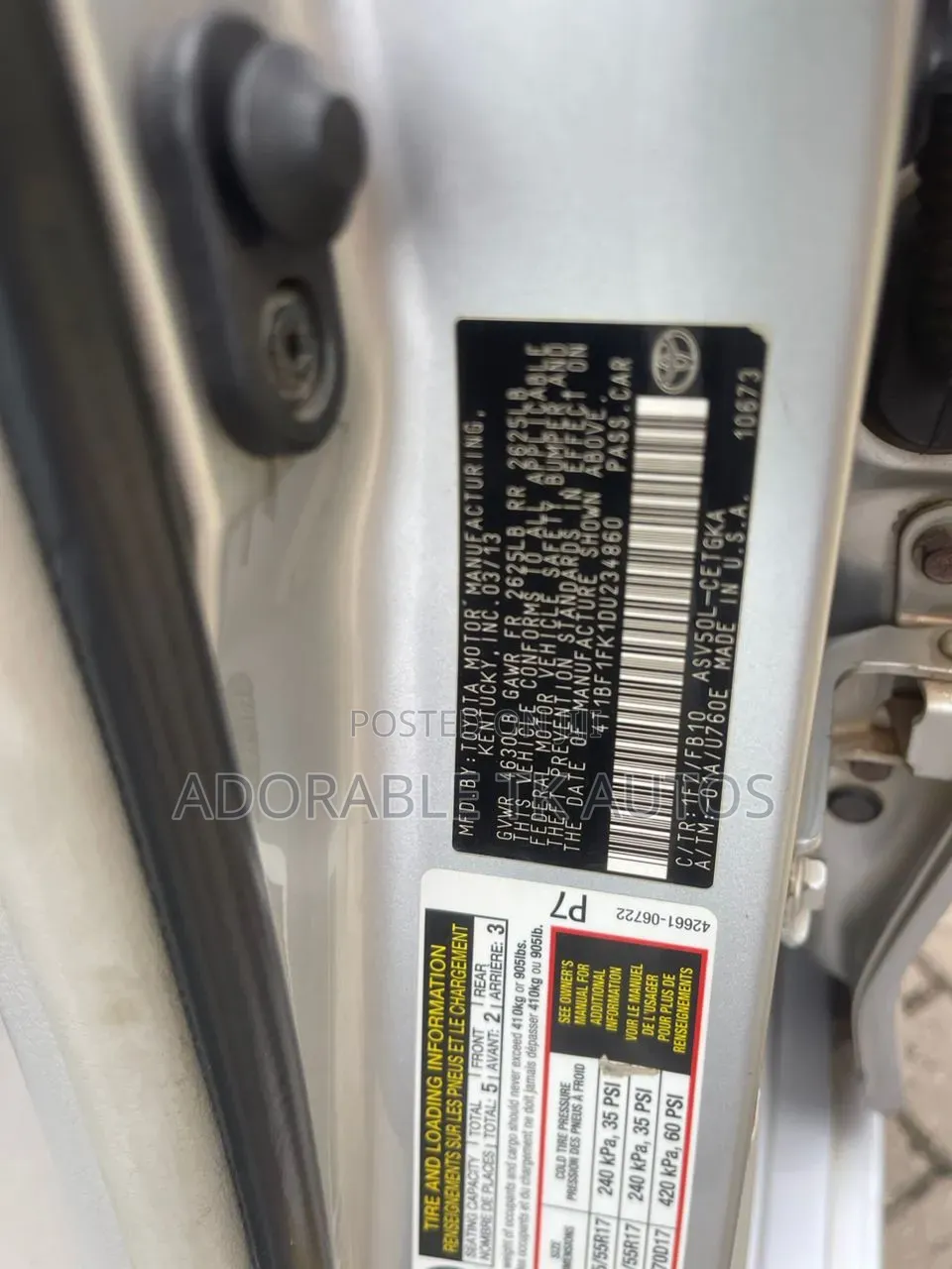 Toyota Camry XLE 4dr Sedan (2.5L 4cyl 6A) 2013 White