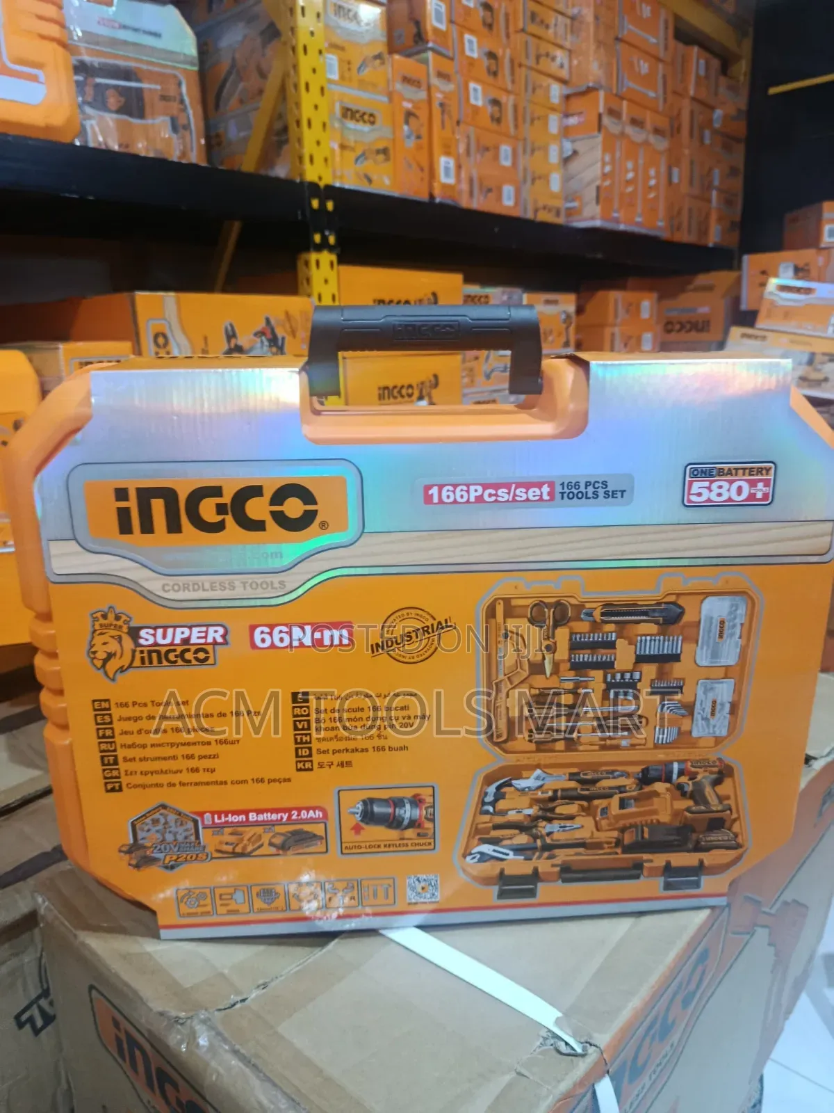 Ingco Hkthp41662 166-Piece Tool Set With 20v Cordless Impact Drill