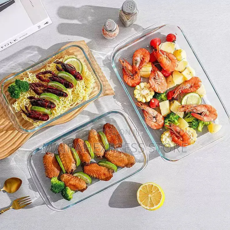 3pcs Borosilicate Glass Baking Dish for Oven and Microwave 1j4k2