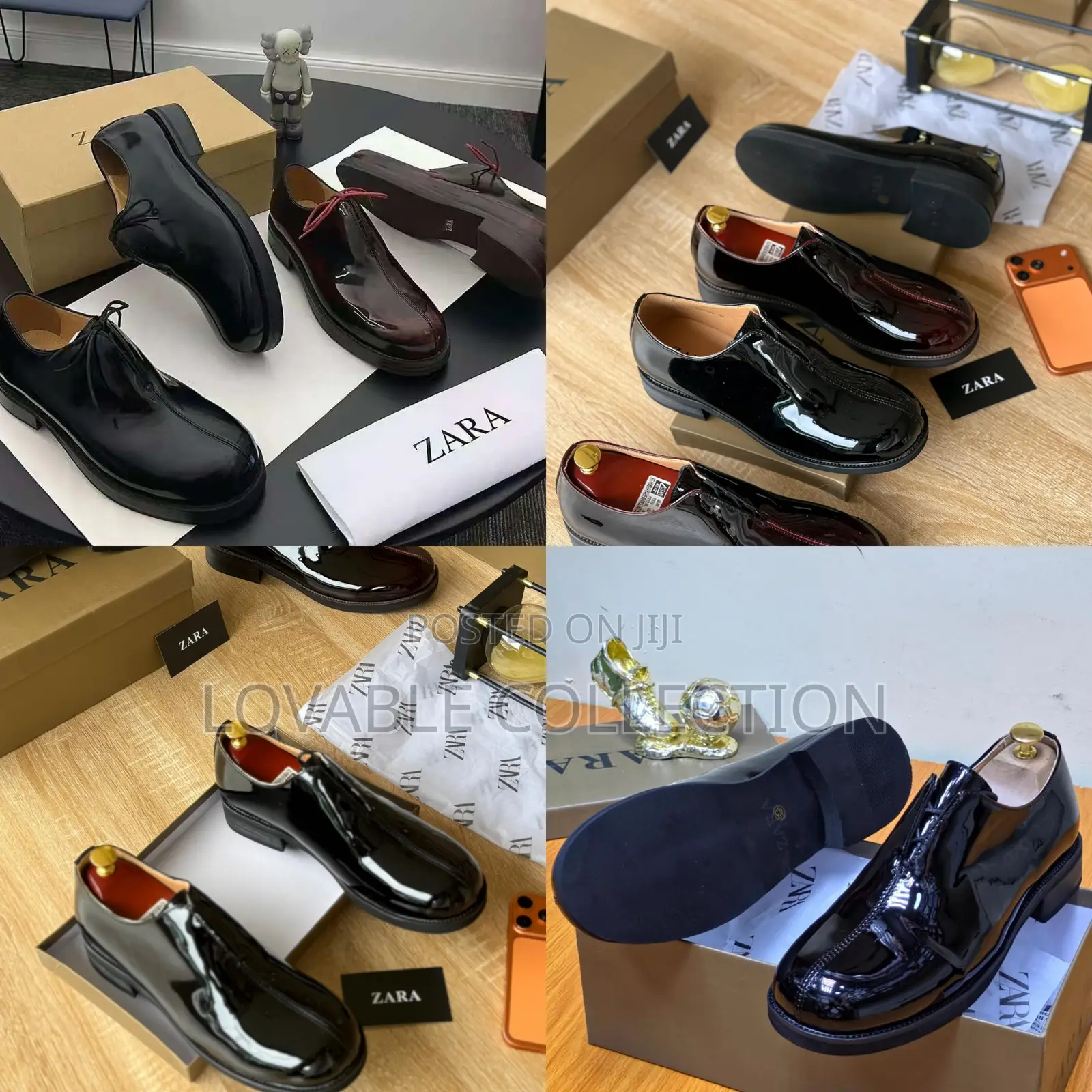 Zara Premium High-Gloss Patent Derby Shoes