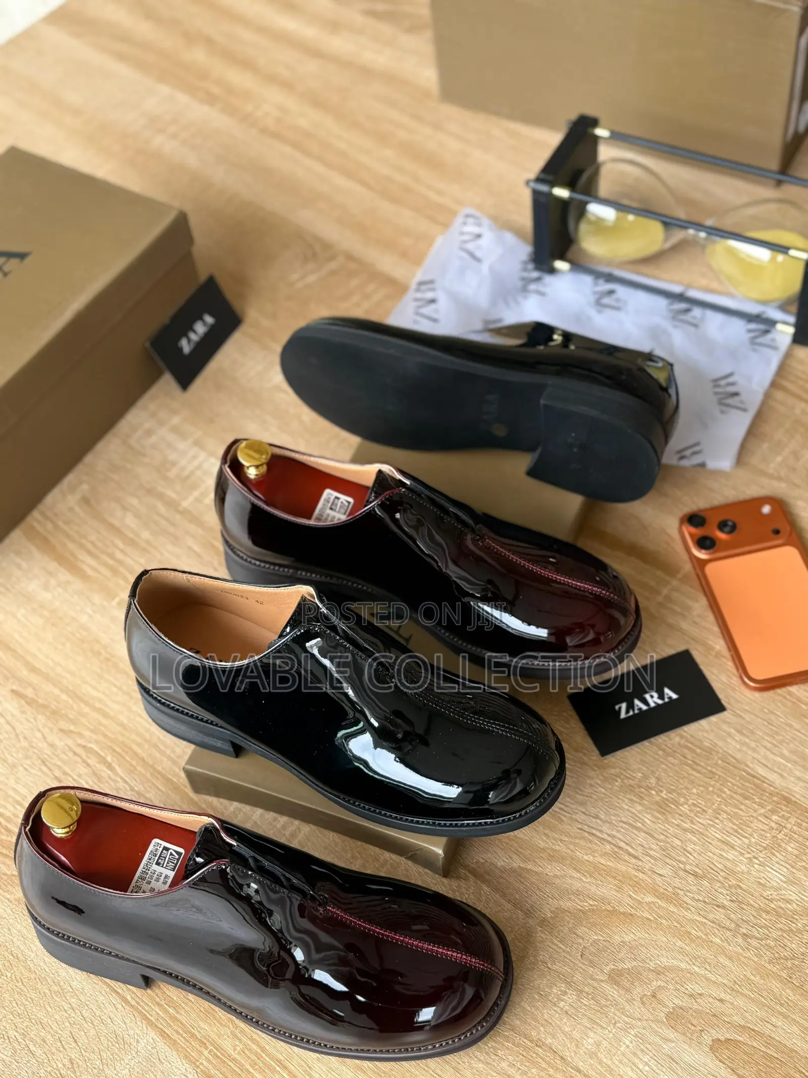 Zara Premium High-Gloss Patent Derby Shoes