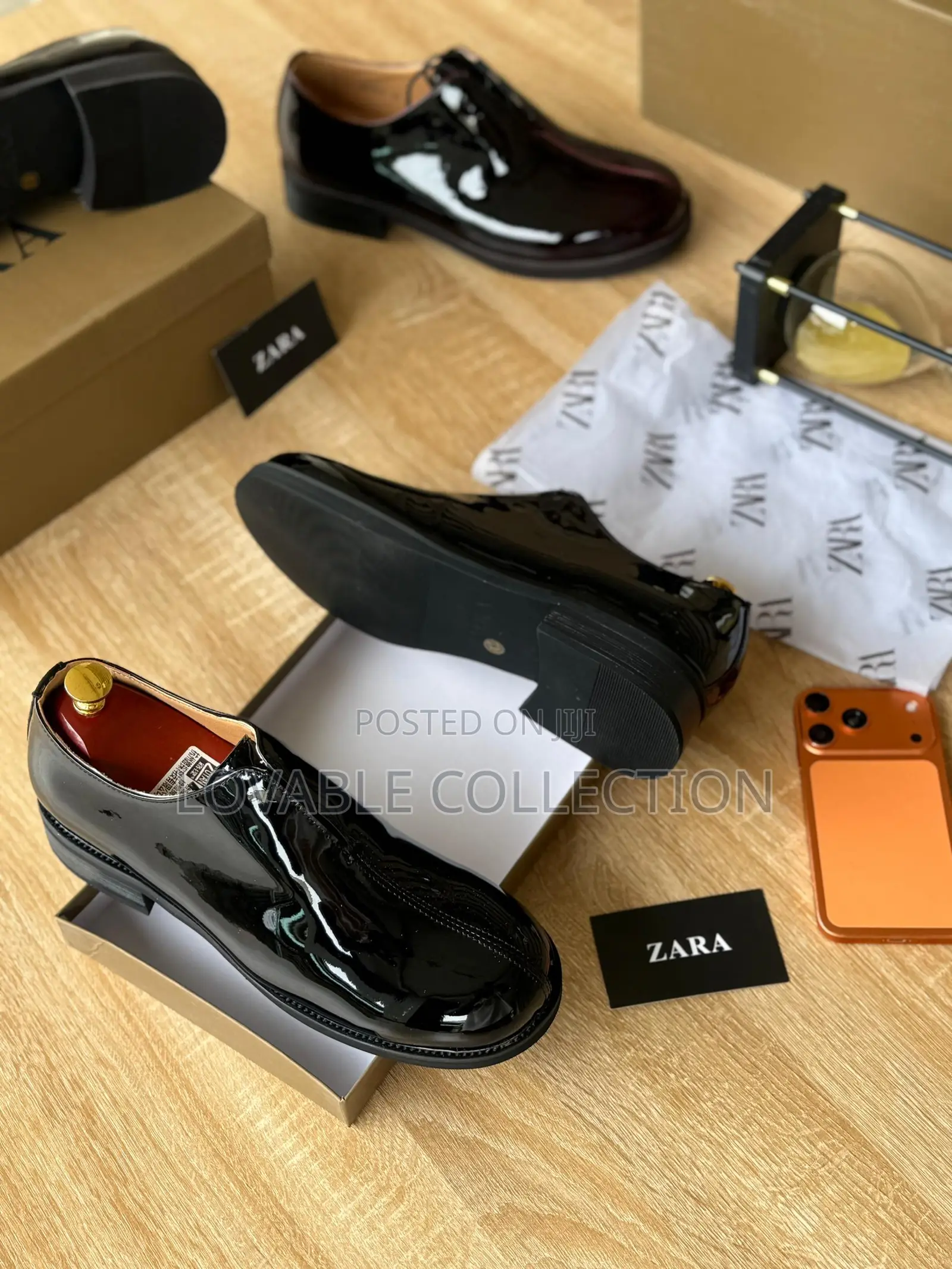 Zara Premium High-Gloss Patent Derby Shoes