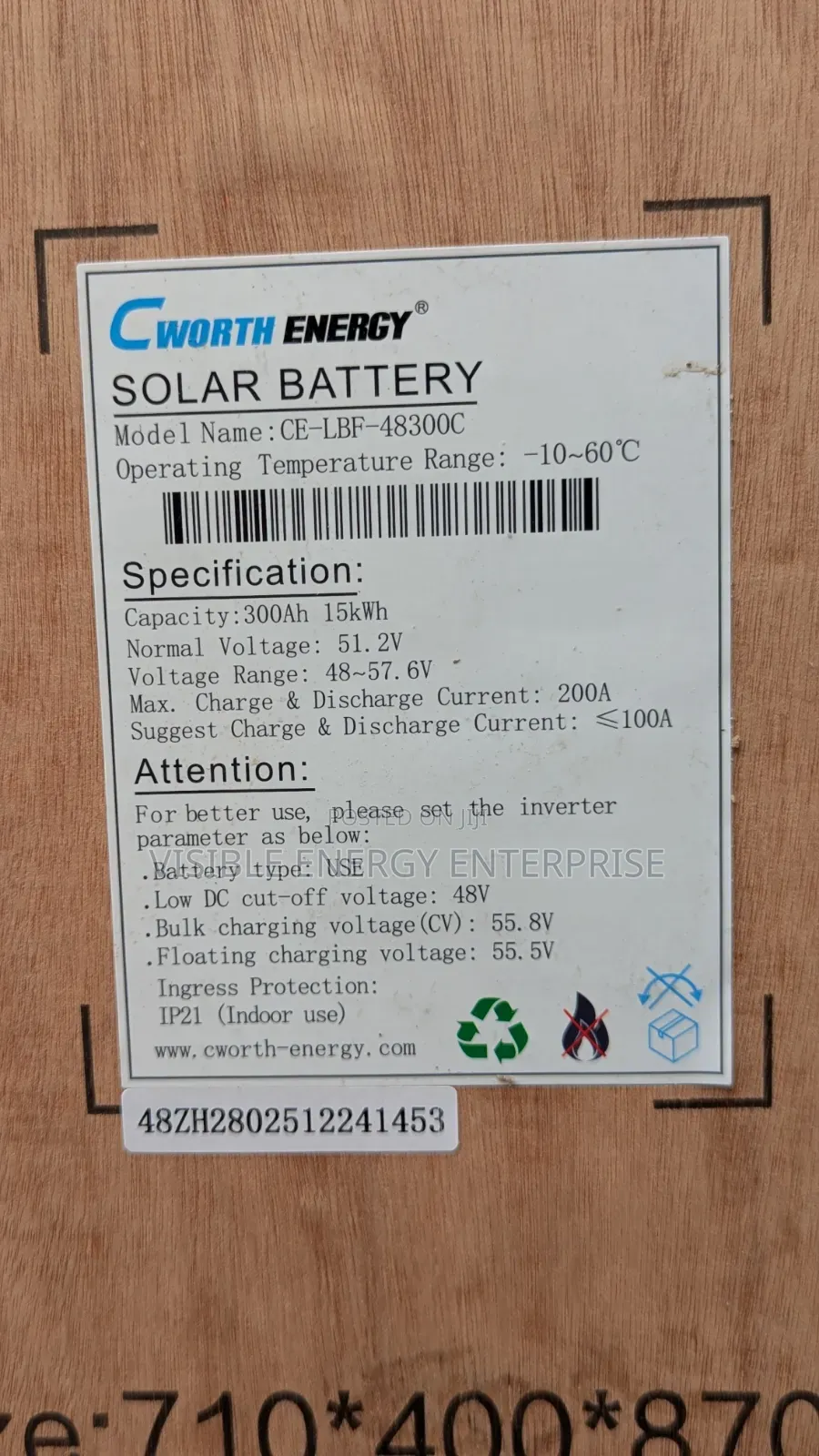 Cworth Energy 15kwh 51.2v Lithium Battery