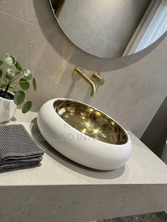 Luxury White and Gold Top Basin