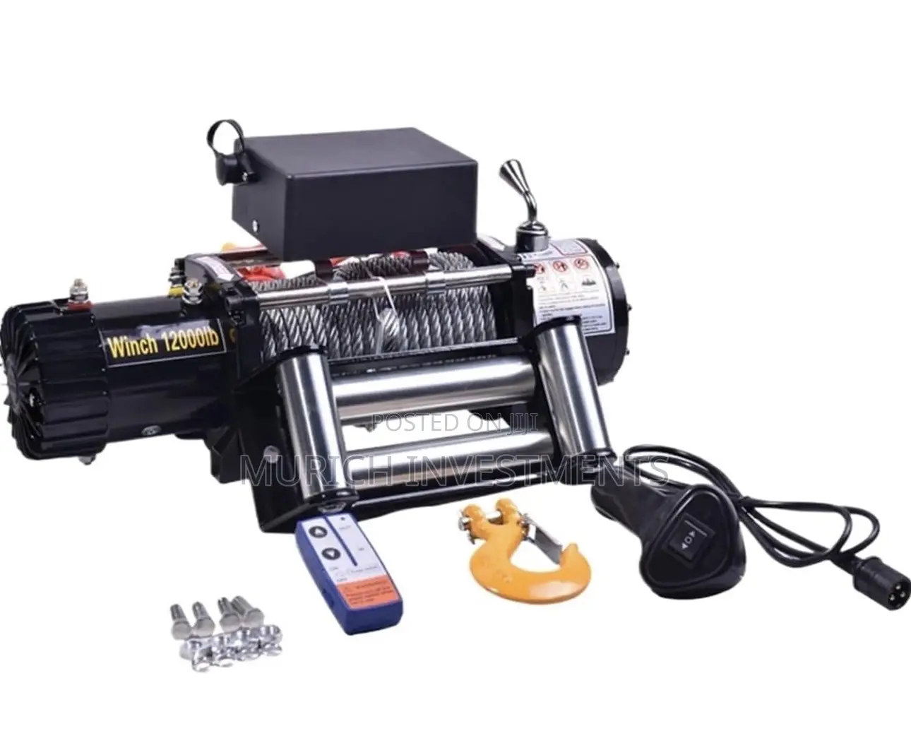 3000lb 12v Electric 2t Winch With Wireless Remote 10m Synthetic Rope