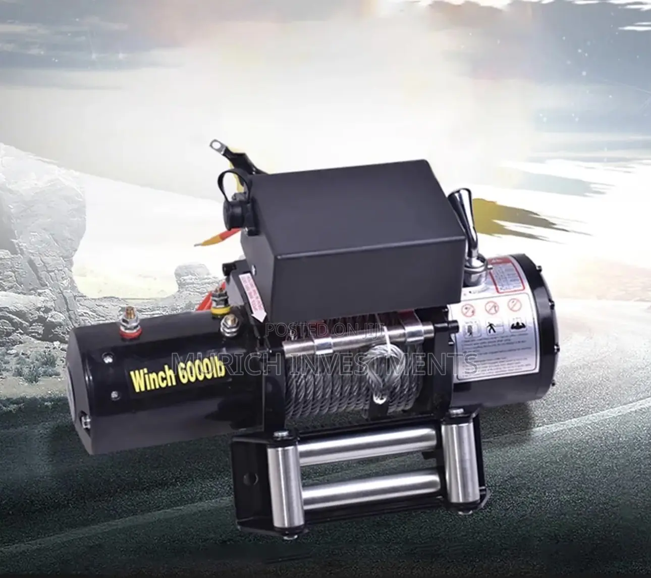 3000lb 12v Electric 2t Winch With Wireless Remote 10m Synthetic Rope