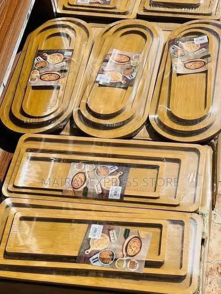 Generic 3-in-1 Natural Bamboo Wooden Serving Tray Set T361