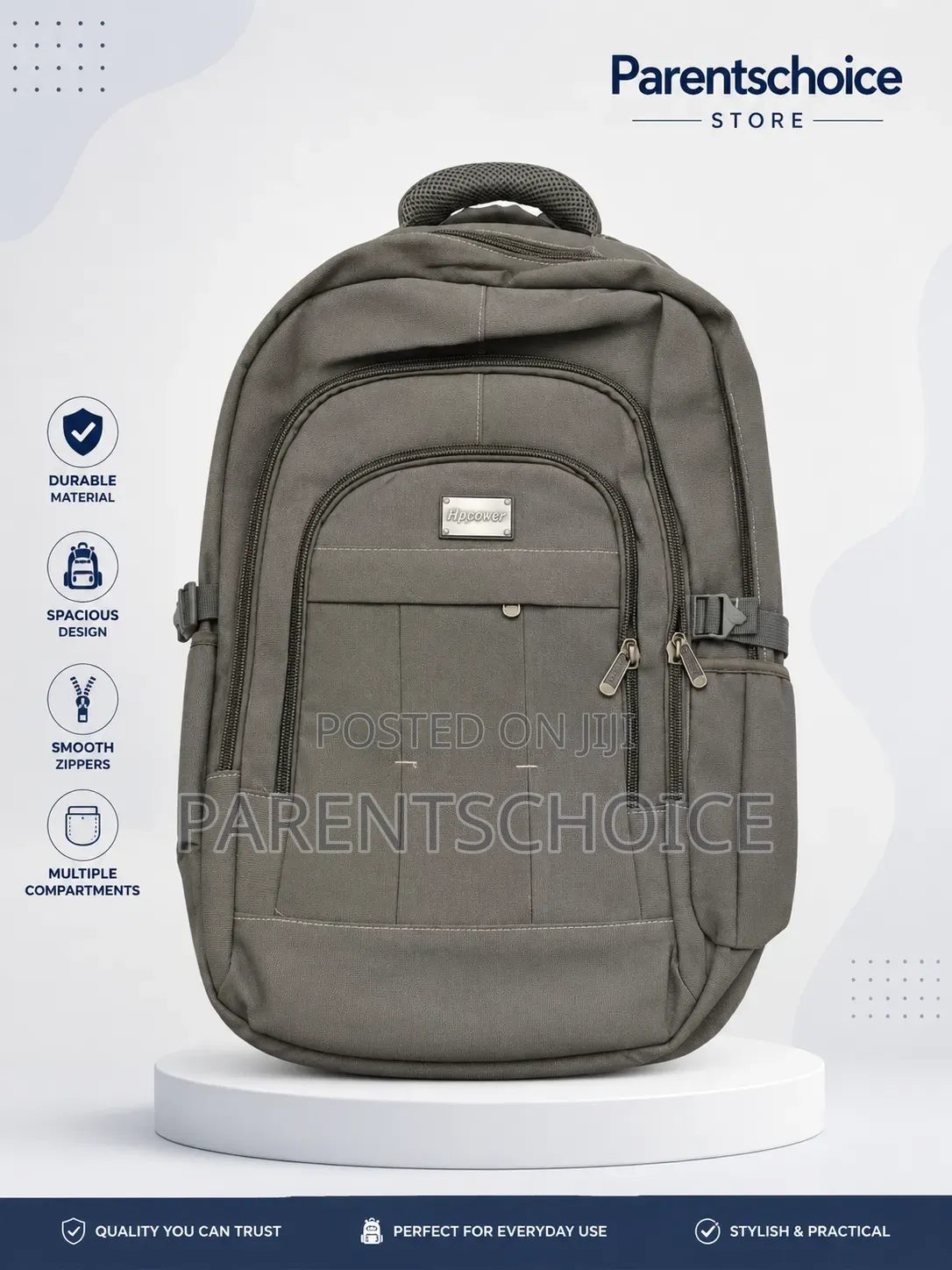 Hppower Khaki Durable Laptop And School Backpack.- 22inch