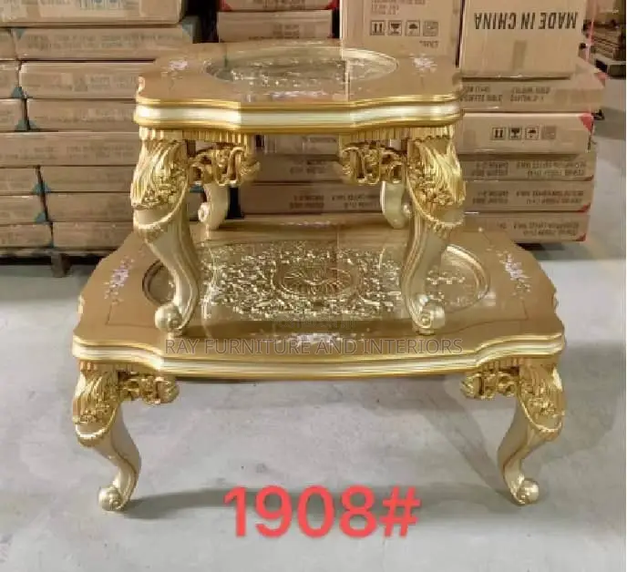Elegant Gold Two-Tier Display Table