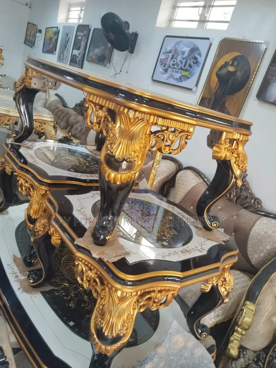 Elegant Gold Two-Tier Display Table