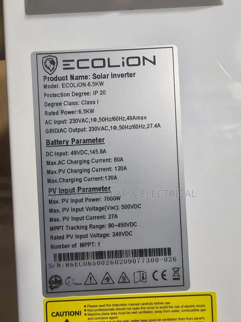 6.5kva 48v Ecolion Hybrid Inverters With 7000 Pv Capacity Available