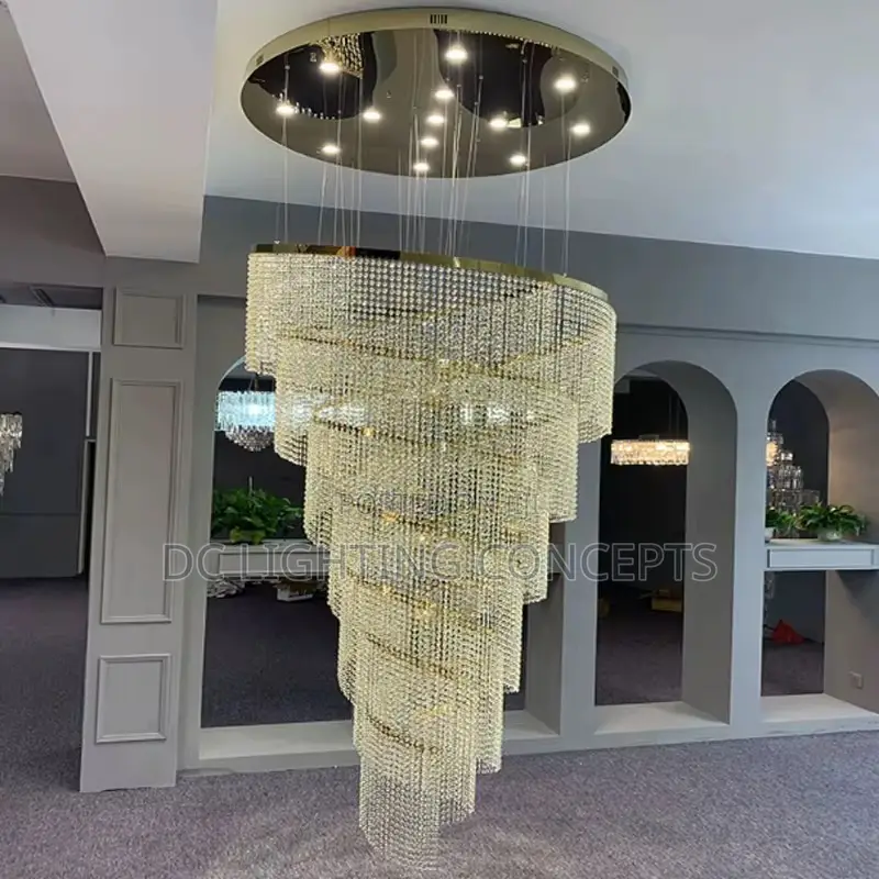 Large Staircase Crystal Creative Architectural Hotel Lobby Chandelier