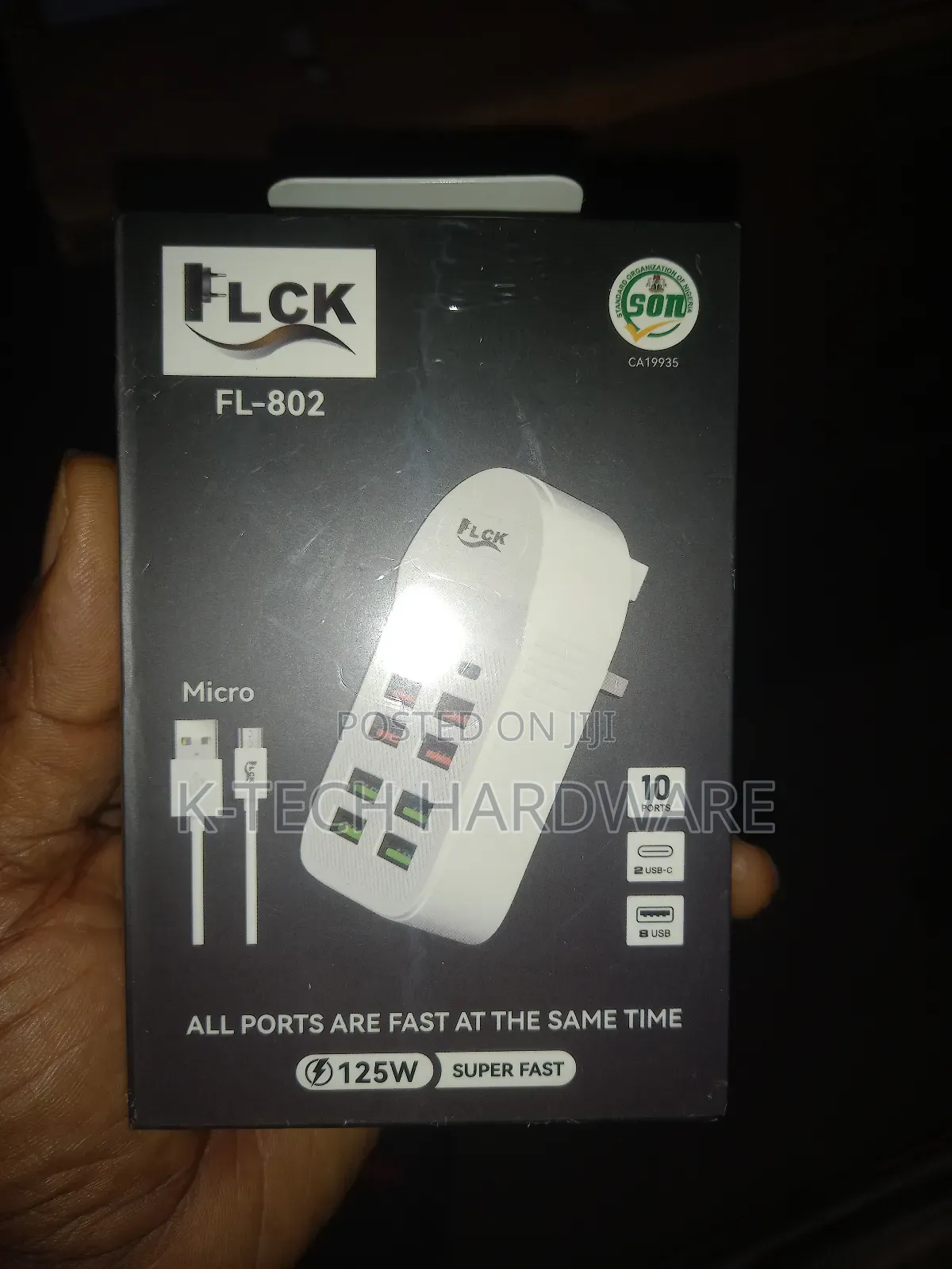 125w Flick Fl-802 Micro Usb 10 Ports Charger With 2 Type-C Output