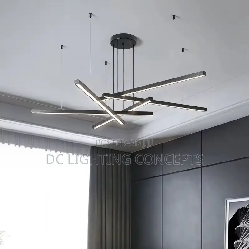Nordic Aluminum Acrylic Black Led Linear Pendant Light.