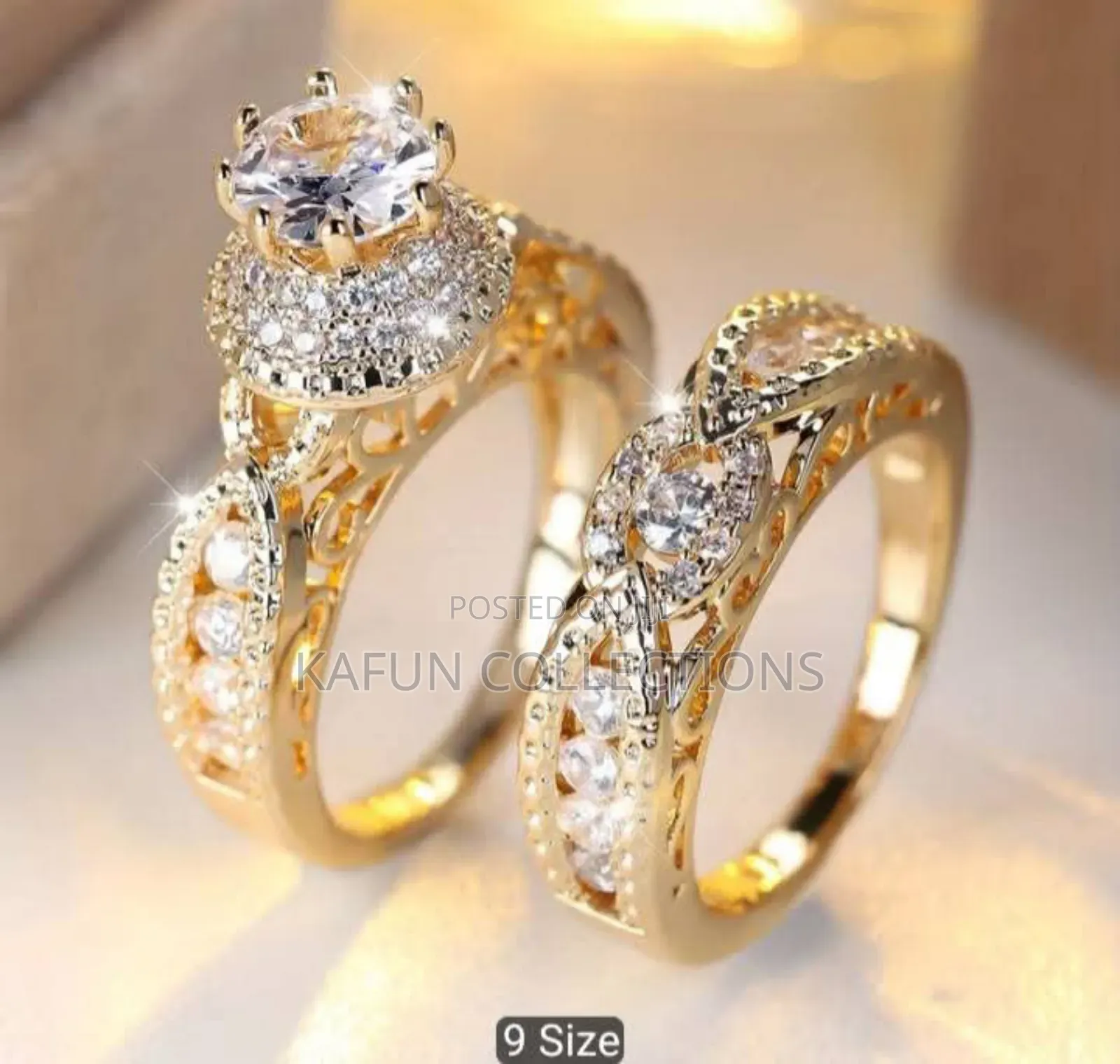 Gold Plated Zirconia Couple's Ring Set