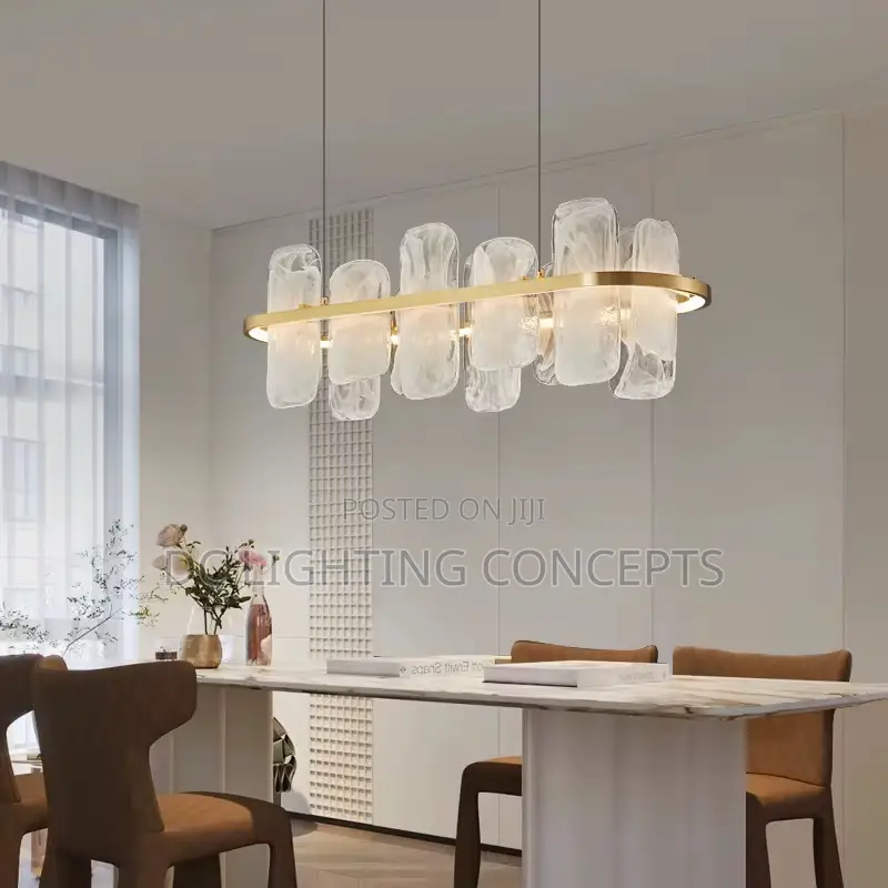 Modern Minimalist Style Luxury Glass Linear Chandelier.