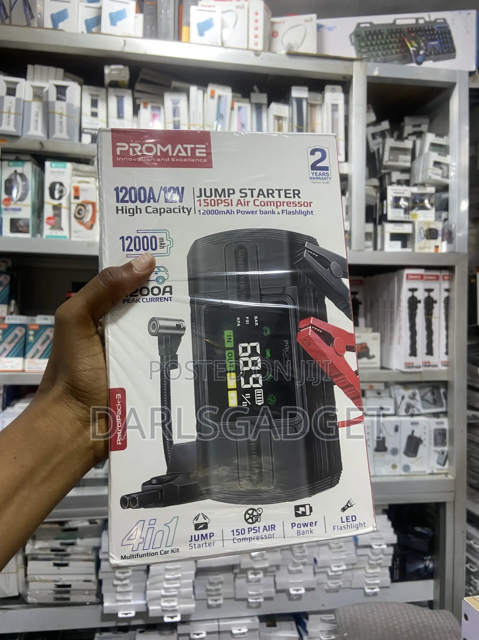 Promate 1200a Jump Starter With 150psi Air Compressor Power Bank