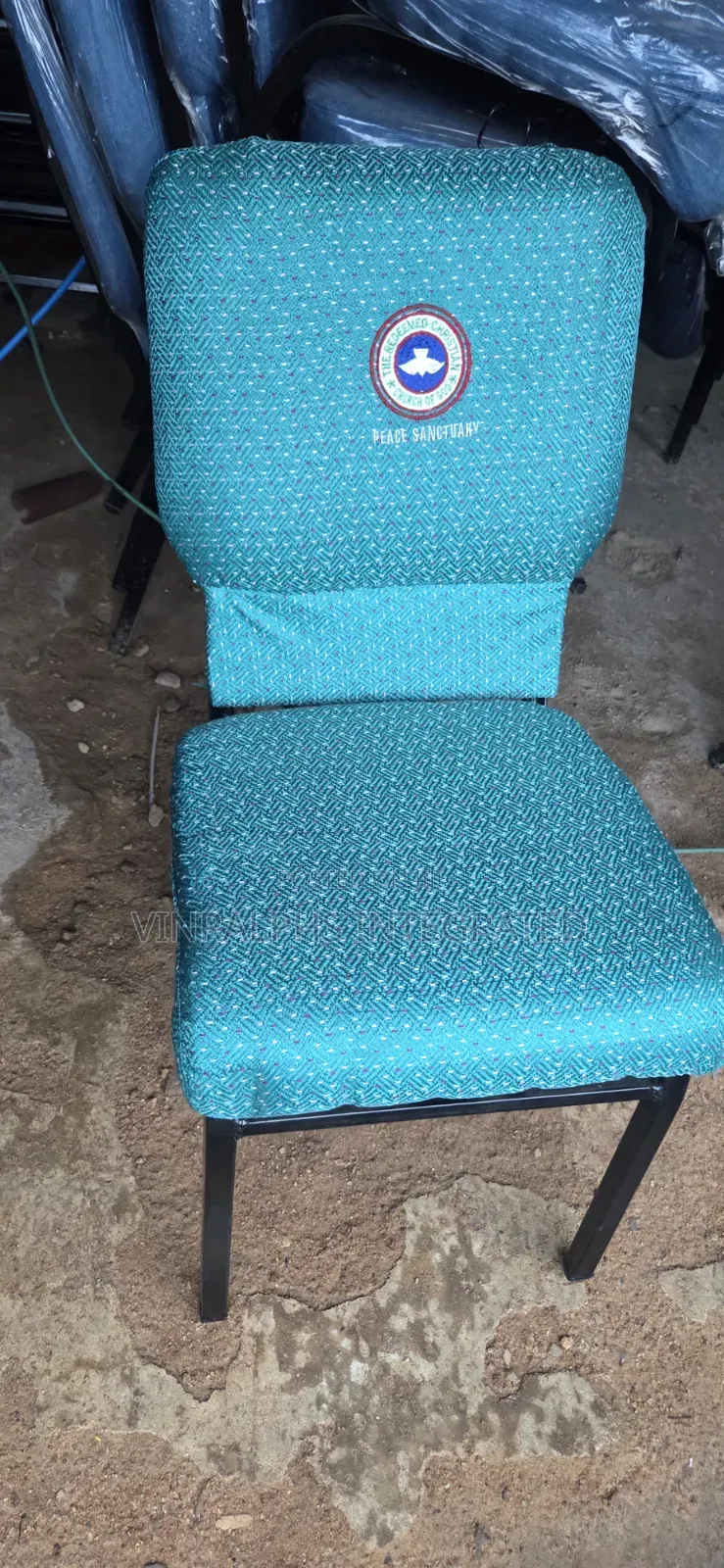 Green Pattern Church Chairs With Logo