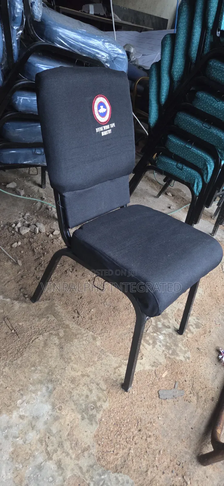 Black Church Chair With Logo