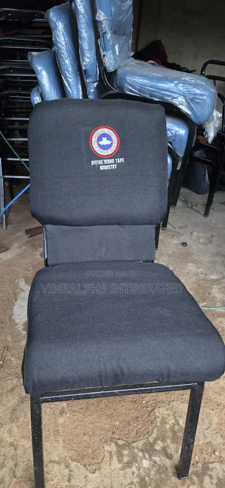 Black Church Chair With Logo